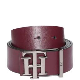 TOMMY HILFIGER Malmo Wine & Navy Leather Solid Reversible Belt For Men-picture-43