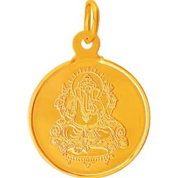 Muthoot Pappachan Swarnavarsham BIS Hallmarked 22k Yellow Gold Round Ganesha Pendant-32