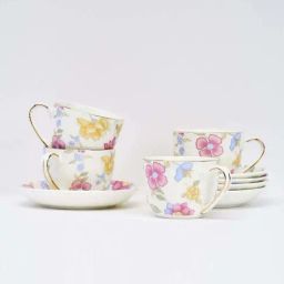 Golden Queens Pink & Yellow Bone China Monochrome Series Cup & Saucer Set-47