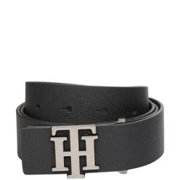TOMMY HILFIGER Melitopol Black Leather Solid Reversible Belt For Men-image-31