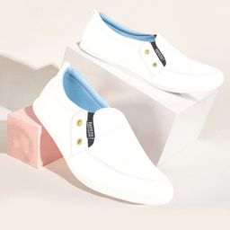 FAUSTO Men White Slip-On Sneakers-image-38