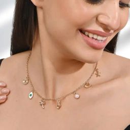 ToniQ Trending Evil Eye with Beach Charms Choker Necklace for Women & Girls-image-70