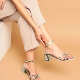Truffle Collection Women's Pewter Metallic Ankle Strap Sandals-94