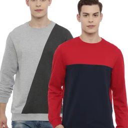 3PIN Multi Regular Fit Cotton Colour-Block Sweatshirt (Pack of 2)-5