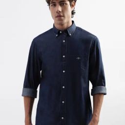 Gant Blue Cotton Regular Fit Shirt-picture-9