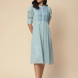 aarke Ritu Kumar Blue Embroidered A Line Dress-image-55