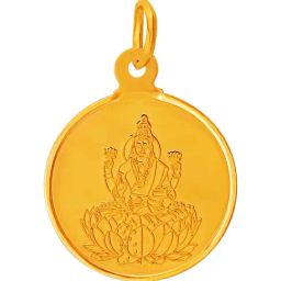 Muthoot Pappachan Swarnavarsham BIS Hallmarked 22k Yellow Gold Round Laxmi Pendant-image-56