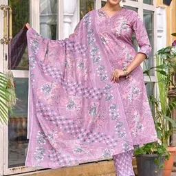 Anouk Women Floral Printed Cotton Kurta with Trousers & Dupatta-16