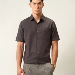 Arrow Brown Cotton Regular Fit Self Pattern Shirt-picture-42