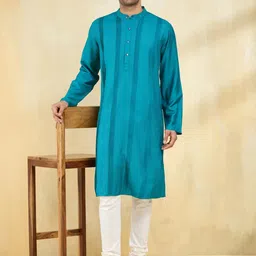 Fabindia Woven Design Mandarin Collar Straight Kurta-picture-27