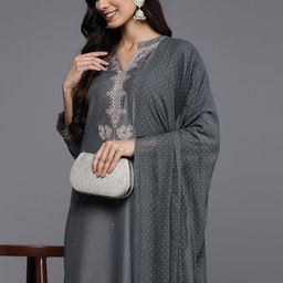 Varanga Women Ethnic Motifs Yoke Design Regular Kurta with Trousers & With Dupatta-10