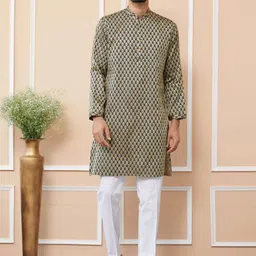 See Designs Ethnic Motifs Woven Design Long Sleeves Regular Straight Kurta & Pyjama-picture-9