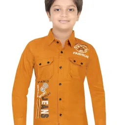BAESD Boys Classic Regular Fit Spread Collar Typography Printed Cotton Casual Shirt-image-89