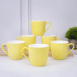 UPC Yellow Textured Ceramic Glossy Cups Set of Cups and Mugs-10