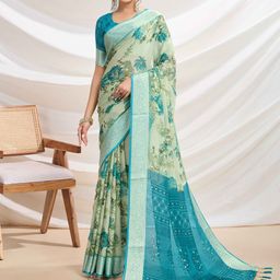 Mitera Floral Zari Pure Chiffon Saree-image-96