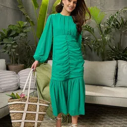 SASSAFRAS Georgette Fit & Flare Midi Dress-picture-36