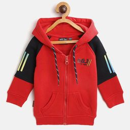 Gini and Jony Infant Boys Red & Navy Cotton Hooded Sweatshirt-picture-48