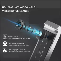 GOLENS Luxury Digital Door Lock with LCD Display Photo Recording & Camera Biometric, X11 image 3