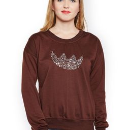 Belle Fille Women Brown Solid Sweatshirt-image-94