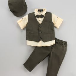Robo Fry Full Sleeves Solid Color Party Suits - Olive Green-image-27