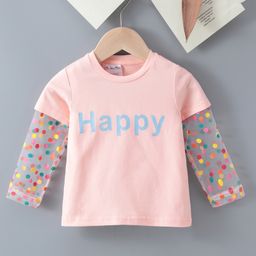 Kookie Kids Full Sleeves Top Text Print - Pink-image-34