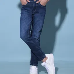 CRIMSOUNE CLUB Cotton Solid Jeans -Blue-picture-6