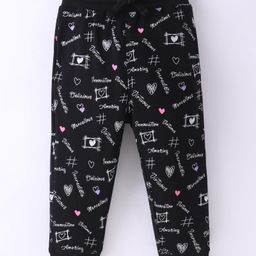 Doreme  Single Jersey Knit Full Length Legging with Text  Print - Black-image-31