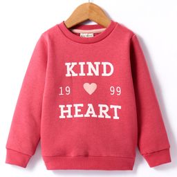 Lazy Bones Fleece Knit Full Sleeves Sweatshirt With Text Print - Dark Pink-image-82