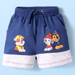 Babyhug Cotton Looper Knit Cut & Sew Shorts with Paw Patrol Print - Navy Blue-image-80