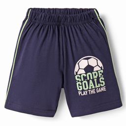Taeko Single Jersey Knit Knee Length Shorts With Football Print - Navy Blue-image-13