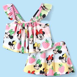 Babyhug Disney Sleeveless Two Piece Swimsuit With Minnie Mouse & Family Print - Multicolour-image-92