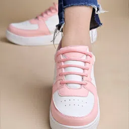 Shoetopia Colour Blocked Lace Up Shoes - Pink & White-picture-37