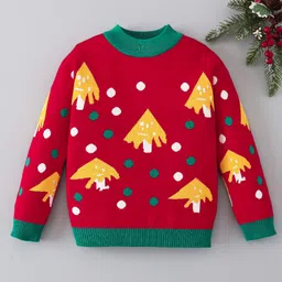Mark & Mia Viscose Full Sleeves Pullover Sweater with Tree Design - Red-picture-22
