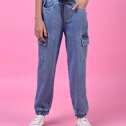 CRIMSOUNE CLUB Cotton Woven Solid Jeans - Blue-picture-43