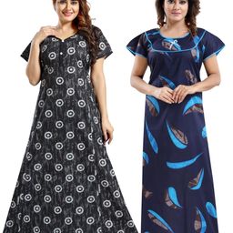 Inner Beats Women Pack Of 2 Multicoloured Cotton Blend Nightdress-picture-44
