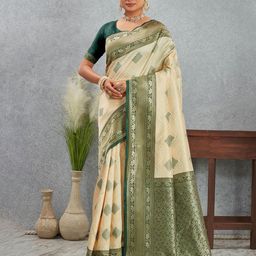 BerMondsey Woven Design Zari Silk Blend Banarasi Saree-image-86