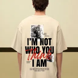 PRONK Typography Printed Round Neck Drop-Shoulder Sleeves Cotton Oversized T-shirt-image-27