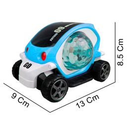 VGRASSP Bump and Go Action 360 Degree Rotating Battery Operated Future Stunt Car Toy for Kids - with Beautiful And Colorful 4D Lights and Dynamic Music (Blue) image 3