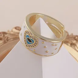 SOHI Gold Plated Stone Studded Adjustable Evil Heart Finger Ring-7