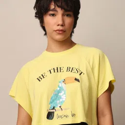 ONLY Women Typography Printed Round Neck Cotton Boxy T-shirt-image-62