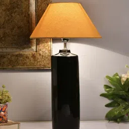 Homesake Black Ceramic Base Table Lamp with Golden Cone Shade (Bulb Included) - Set of 1-42