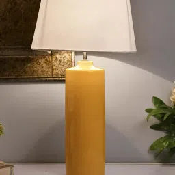 Homesake Yellow Ceramic Table Lamp with Cone Shade (Bulb Included) - Set of 1-3