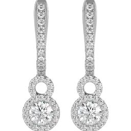 Emori 18k White Gold & Diamond Droplet Drop Earrings-image-1