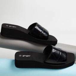 Ginger by Lifestyle Women's Black Slides-picture-49