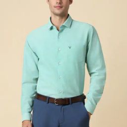 Allen Solly Green Cotton Slim Fit Texture Shirt-image-109