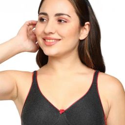 BLOSSOM Grey Textured Medium Coverage T-Shirt Bra-picture-11