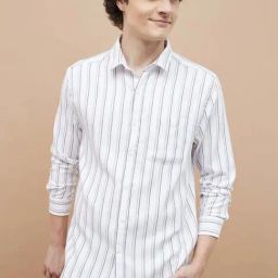 Fame Forever By Lifestyle White Smart Fit Striped Shirt-image-60