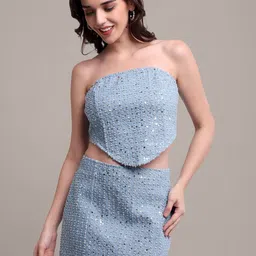 iki chic Embellished Strapless Corset With Skirt Co-Ords-image-6