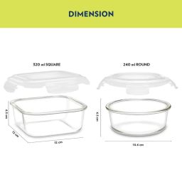 Borosil Elite Universal Round Glass Lunch Box Set of 4 (Transparent) image 3