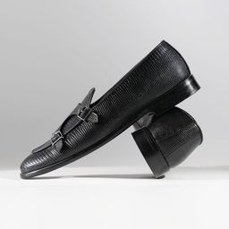 MONKSTORY Eclecta Textured Double Monk Slip Ons - Black-image-33
